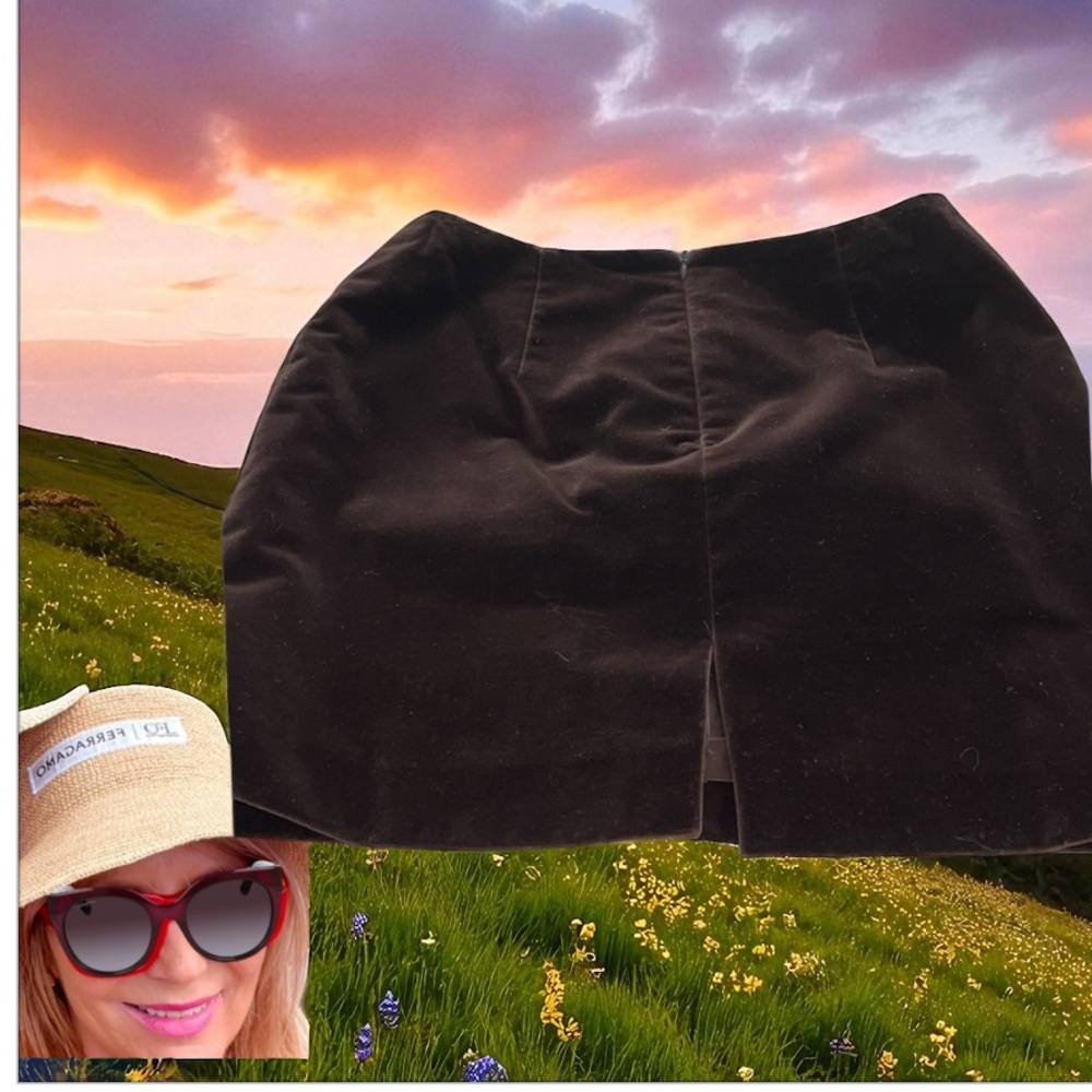 Custom Made Brown Velvet Mini Skirt Approx 6-8